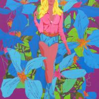 Fleurs Bleues et Pin'up 100x81